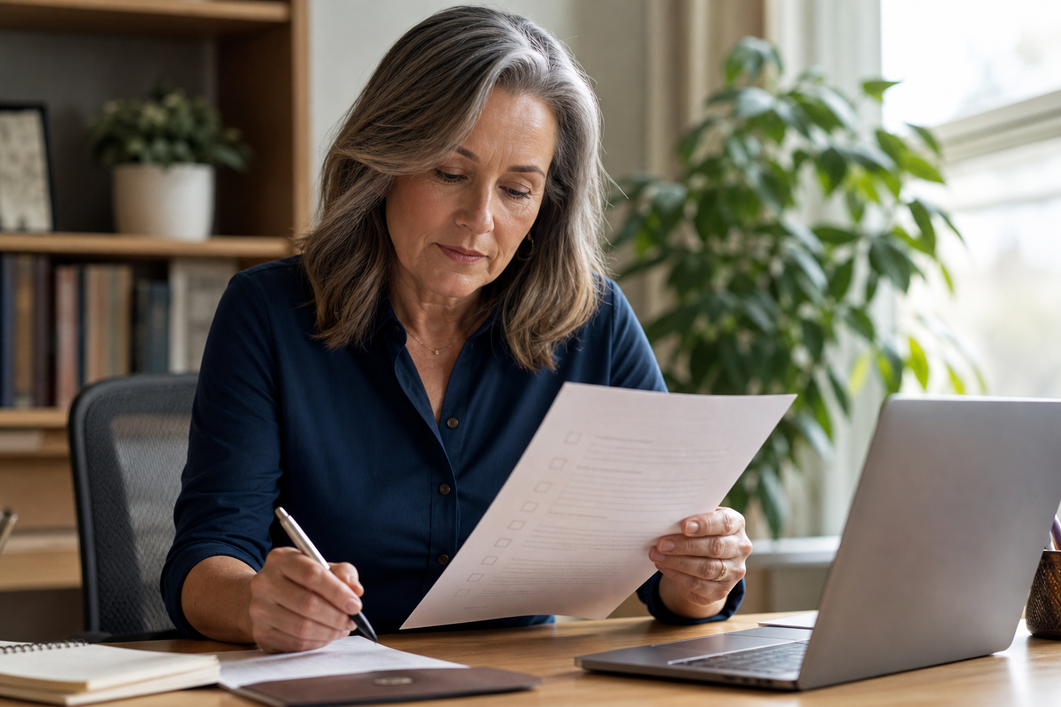 Business owner completing an AI agent readiness checklist at a desk